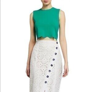 Tanya Taylor Women's Green Xavier Scalloped Knit Tank Top